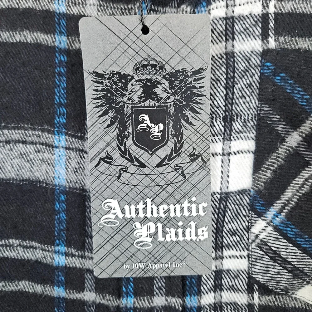 Authentic Plaids Men's NEW NWT Flannel Shirt Size M Cotton/Poly Black‎ & White